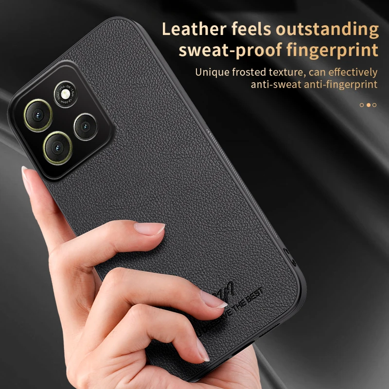 Matte Litchi Texture Leather Soft Silicone Case