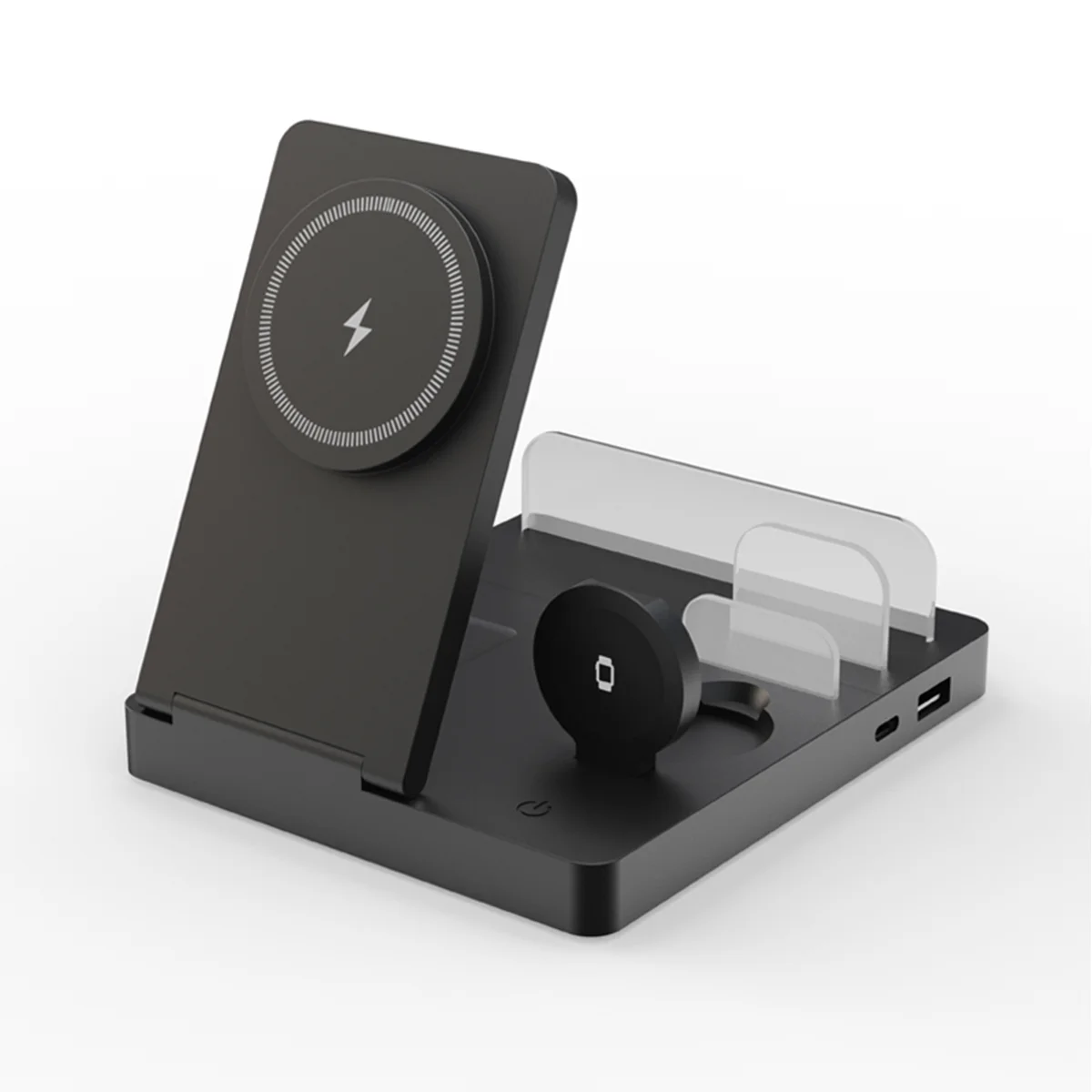 5 in 1 Magnetic Wireless Charger Station Stand USB PD Port LED Light For Magsafe iPhone 16~12 Pro Max Apple Watch AirPods 3 Pro