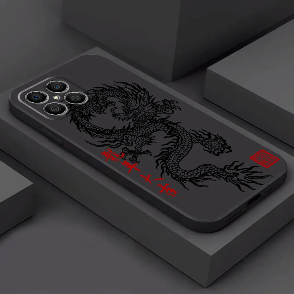 Black Soft Shockproof Phone Case with Chinese Dragon Design