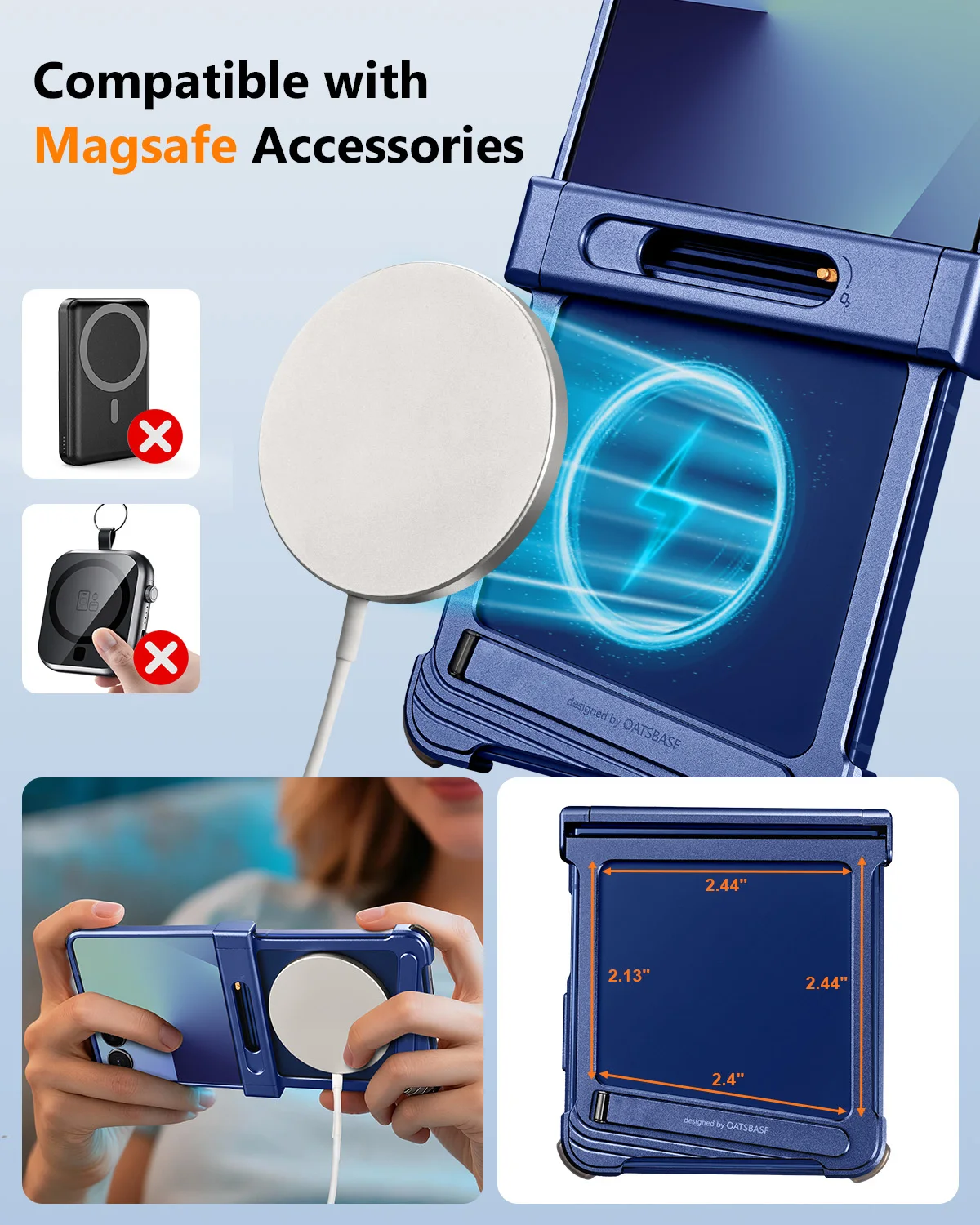 Eary Frame Case for Samsung Galaxy Z Flip 7 for MagSafe Wireless Charging With Hidden Stand 0-90°Adjustable 7 Phone Cover Shell