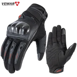 VEMAR Summer Motorcycle Gloves with Carbon Fiber Protection - Unisex Riding Gear - XXL (VE - 132 Carbon)