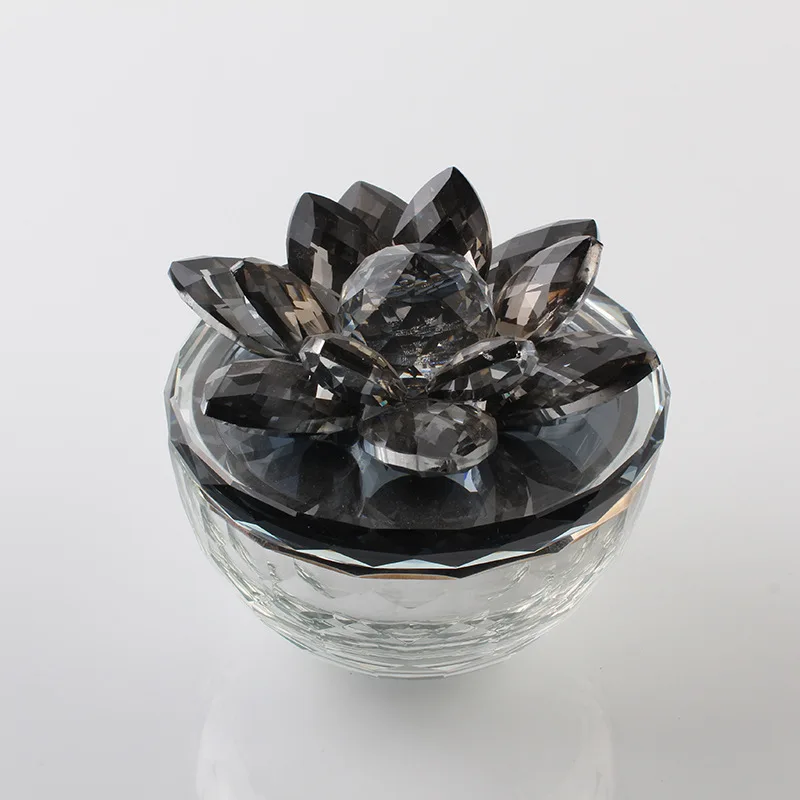 European-style Art Crystal Glass Lotus Jewelry Box Earrings Ring