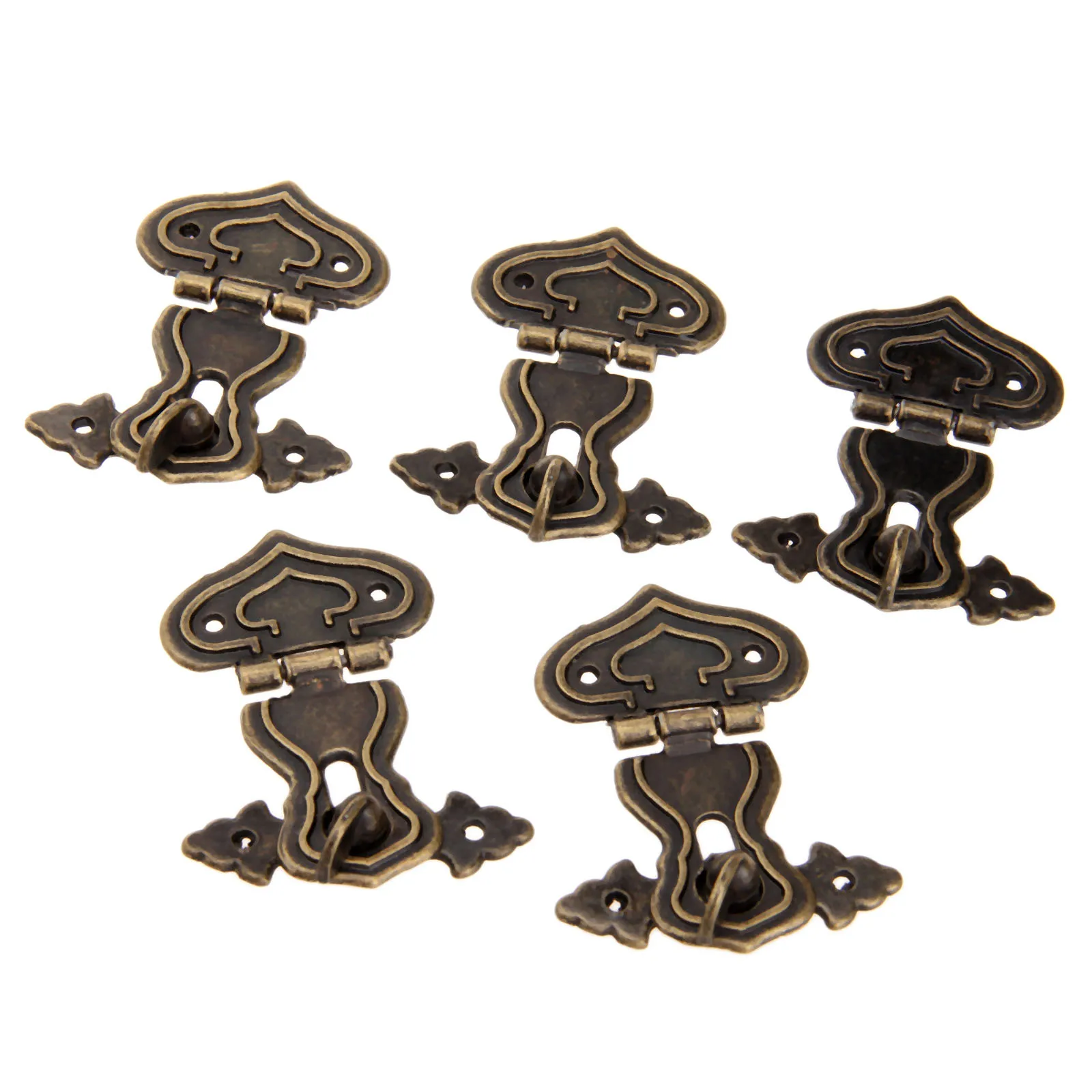 5Pcs 63x47mm Antique Metal Lock Decorative Hasps Hook Gift Wooden Jewelry Box Padlock With Screws Vintage Furniture Hardware