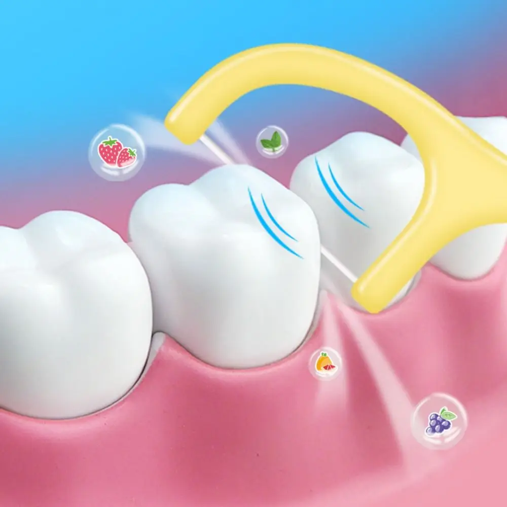 50 Sticks/Box Dental Floss Stick 4 Flavors Portable Fruit Flavored Floss Disposable Gap Cleaning Teeth Cleaning Tool