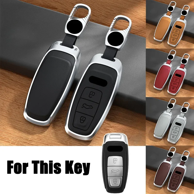 

Aluminum Alloy Leather Car Remote Key Fob Case Cover Keychain For Audi A3 A6 A7 A8 S8 Q8 E-Tron S3 S6 RS6 S7 RS7 Q7 SQ7 Q8 SQ8