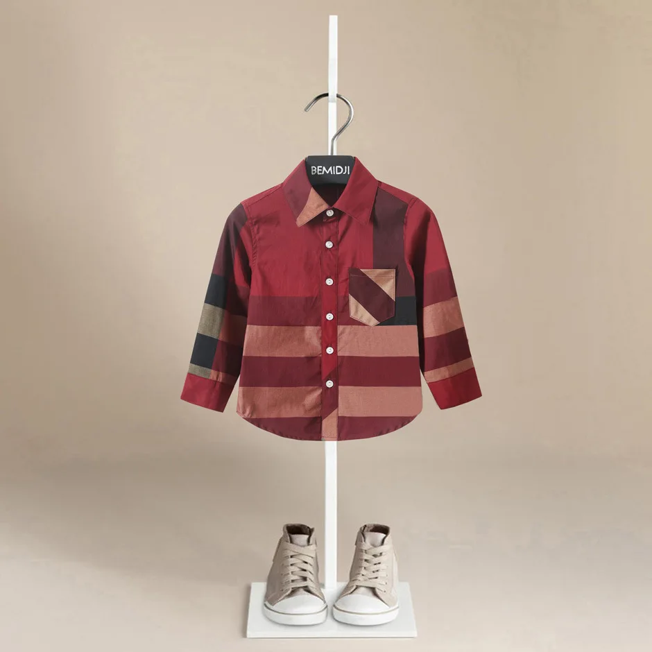 Boys Long Sleeve Shirts Spring Thin Baby Boys Long Sleeve Striped Print Shirts Kids Tops Tees Casual Blouse Kids Clothing