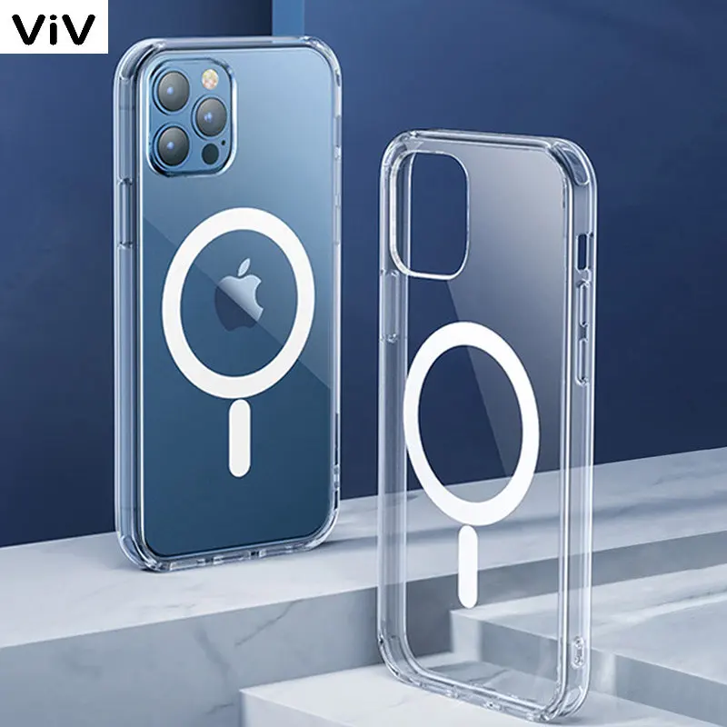 

Модный Магнитный чехол с покрытием для беспроводного зарядного устройства Magsafe для iPhone 14 13 12 11 Pro XS Max X XR 7 8 Plus, силиконовый прозрачный Чехол