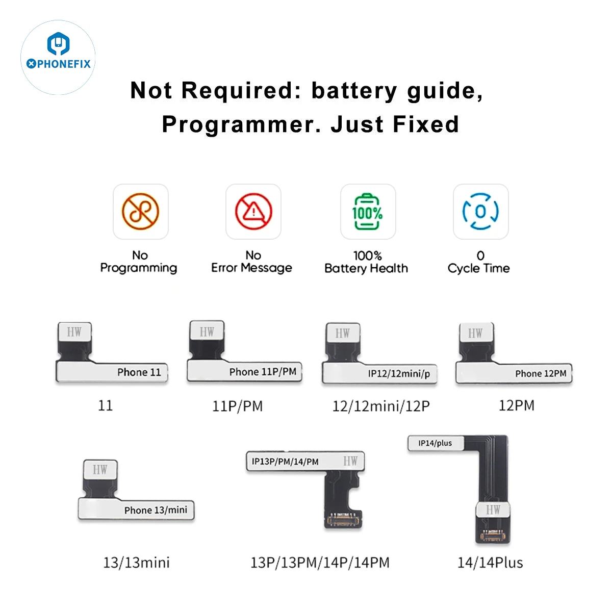 

Pre-Programmed Battery Tag-on Flex Cable For iPhone 11 12 13 14 Pro Max Battery Repair Cable Tool To Solve Pop Up Error Message