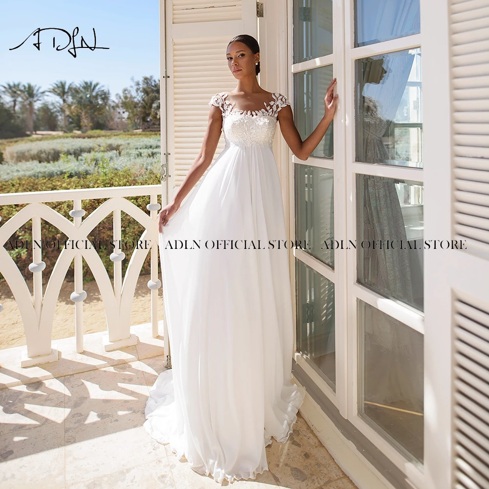 Simple Empire Wedding Dresses for Pregnant Women Customized Cap Sleeves Boho Bridal Gown Maternity Bride Dress Robe de Mariee 5