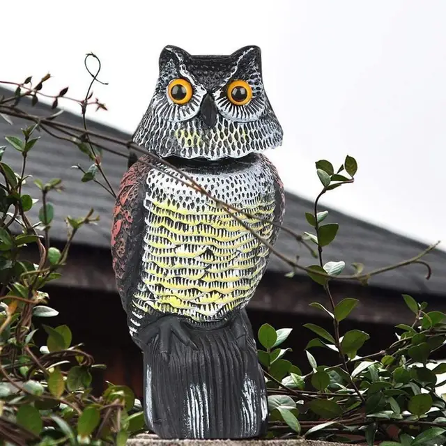 Hamis Realisztikus Madárkara Műanyag Sas Sólyom Csaló Szobor Forgó Fejjel És Hangzással A Kerti Udvari Madárriasztó M2N6 -Hoz - Image 4