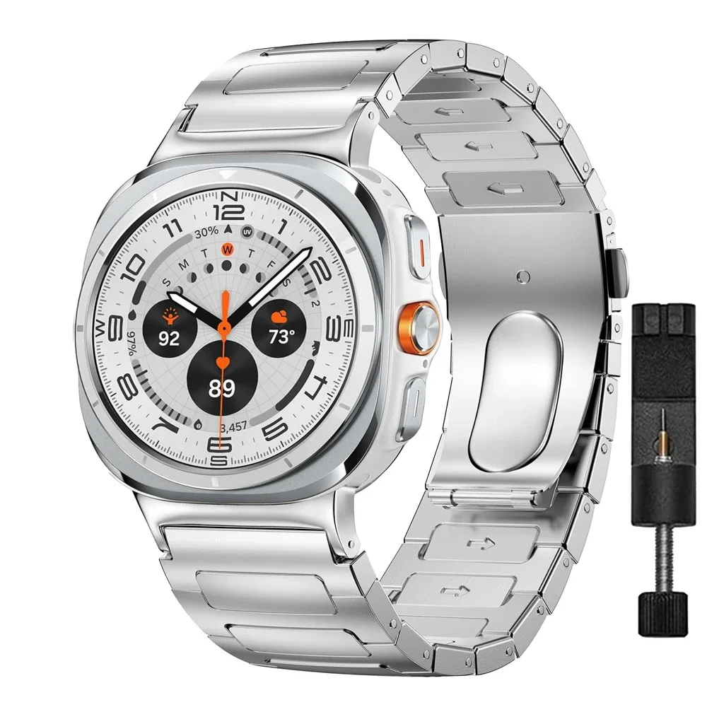 Premium Stainless Steel Link Bracelet for Smartwatches - No Gap Design
