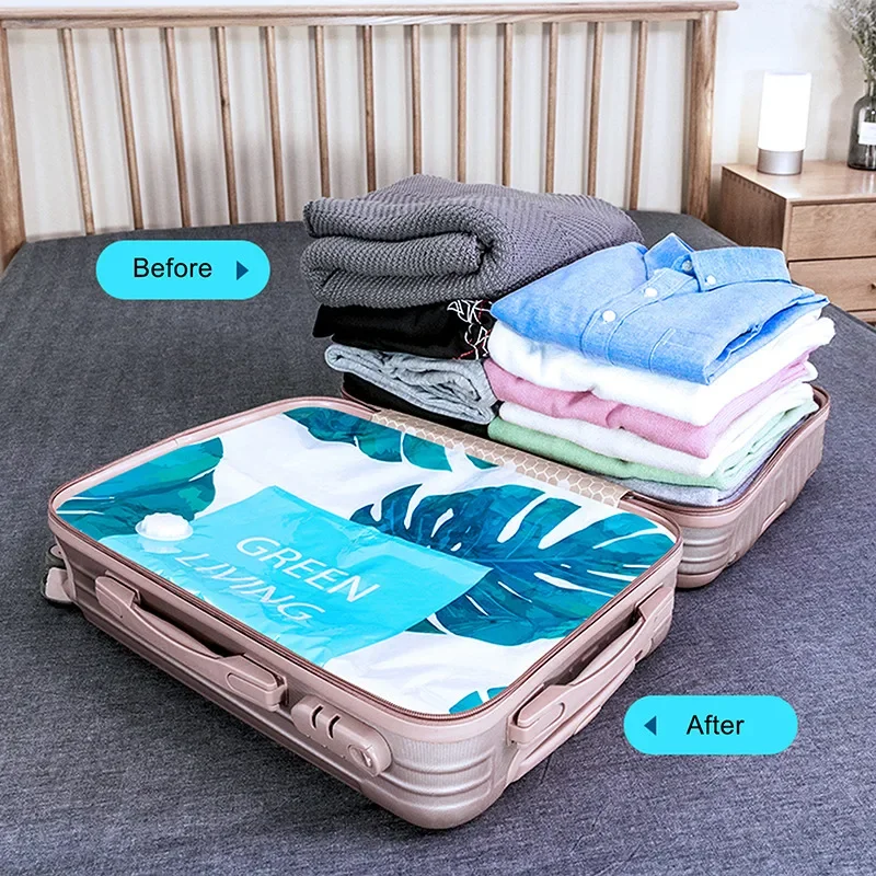 Home Vacuum Bag for Clothes Quilt Clothes Quilt Seal Compressed Transparent Storage Bags Travel Foldable Saving Space Packing 6