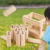 12PCS Numbered Pins Wooden Throwing Game  Throwing Bowling Premium Hardwood For Child-Parent Interactive Game Out-Indoor Lawn 2