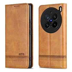 Shockproof Flip Leather Wallet Case with Magnetic Stand and Card Holder for Vivo X200 Pro (Yellow)