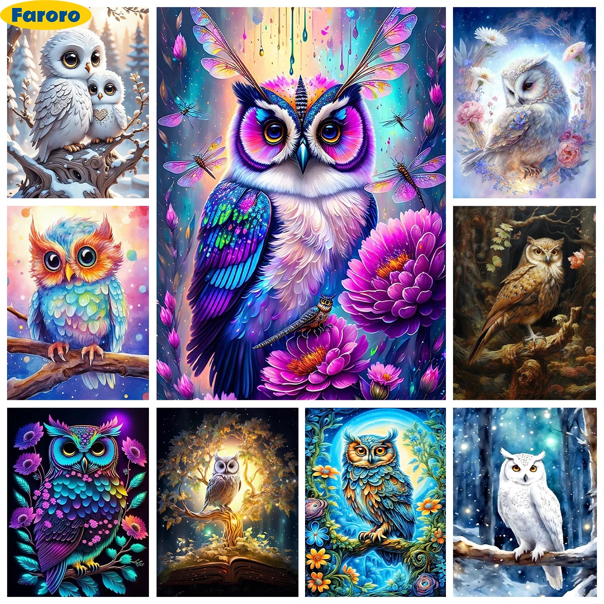 

Owls 5D Diamond Painting Kit Magic Owl DIY Diamond Embroidery Rhinestone Cross Stitch Home Wall Art Decor Handmade Child Gift