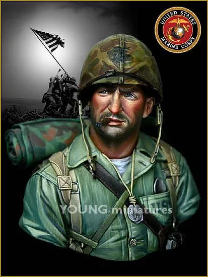 1/10 Usmc Iwojima 1945 Resin Figure Busto Gk Tema Militare Della Seconda Guerra Mondiale Wii Non Patinato Nessun Colore