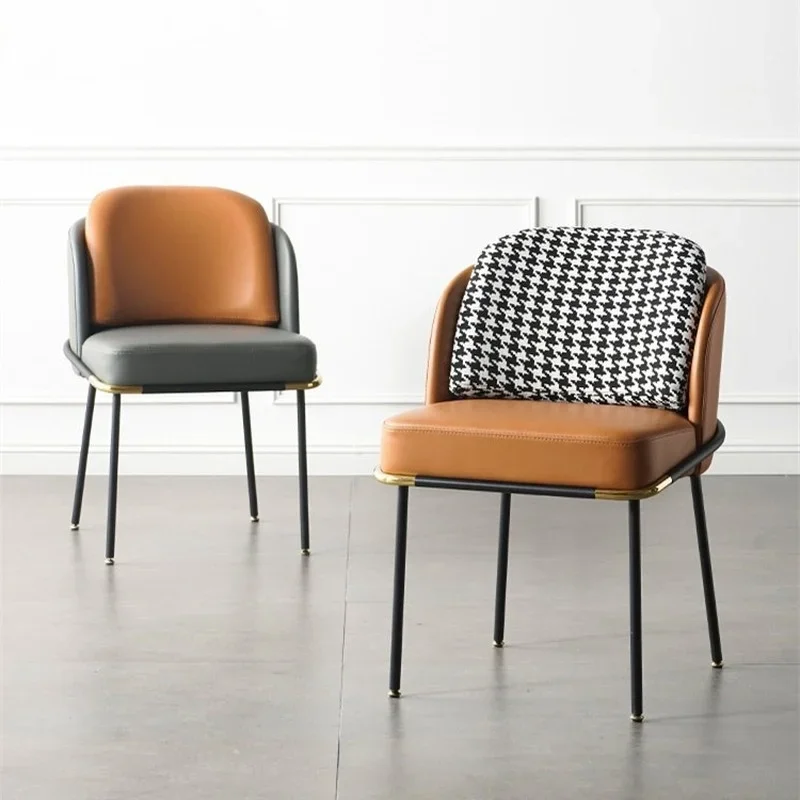 Simple homestay restaurant home living room wrought iron design metal dining chair Nordic hotel cafe single back chair
