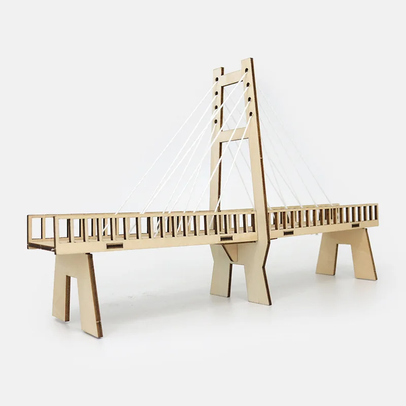 

Wooden Bridge Kid Educational Handmade Toy Mechanical Toys Simple Operation DIY Cable-stayed Bridge Model Kit Children's Gifts