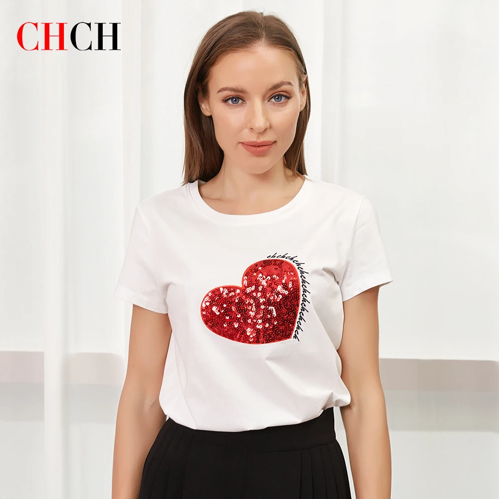 CHCH New Summer Fashion Love Embroidery Pattern Leisure Clothing Summer