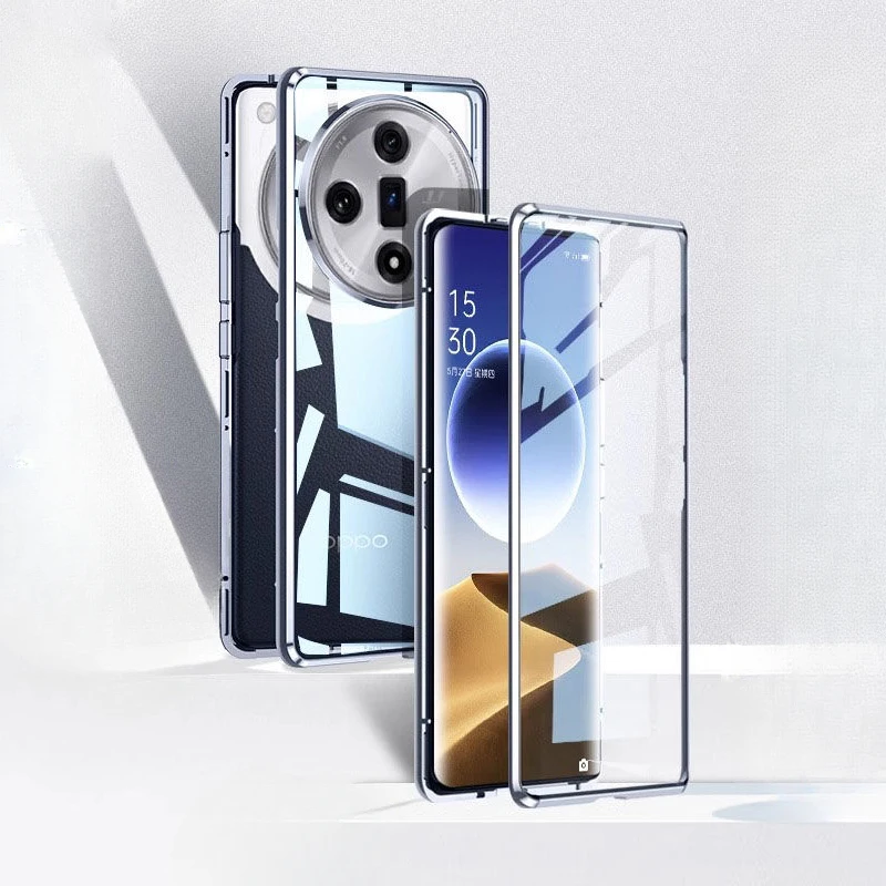 Прозрачный Магнитный защитный чехол для Oppo Find X7 Ultra Glass чехол Anti-peeping для OPPO FindX7 X7Ultra Anti Fall Shell