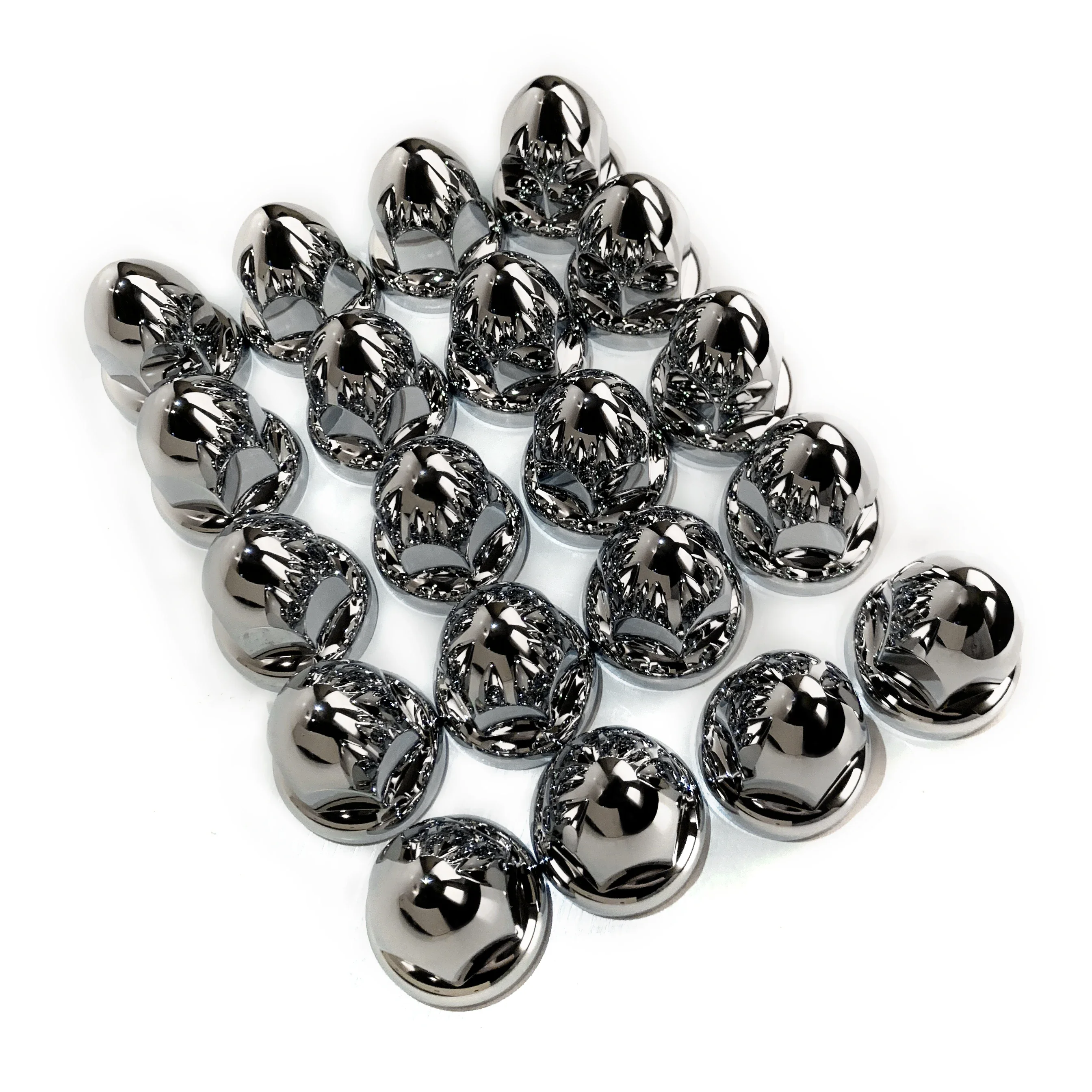 20PCS 33mm Chrome Lug Nut Covers Push On ABS Chrome Plastic Push-on Bullet Flanged for Semi Trucks semi truck lug nut covers