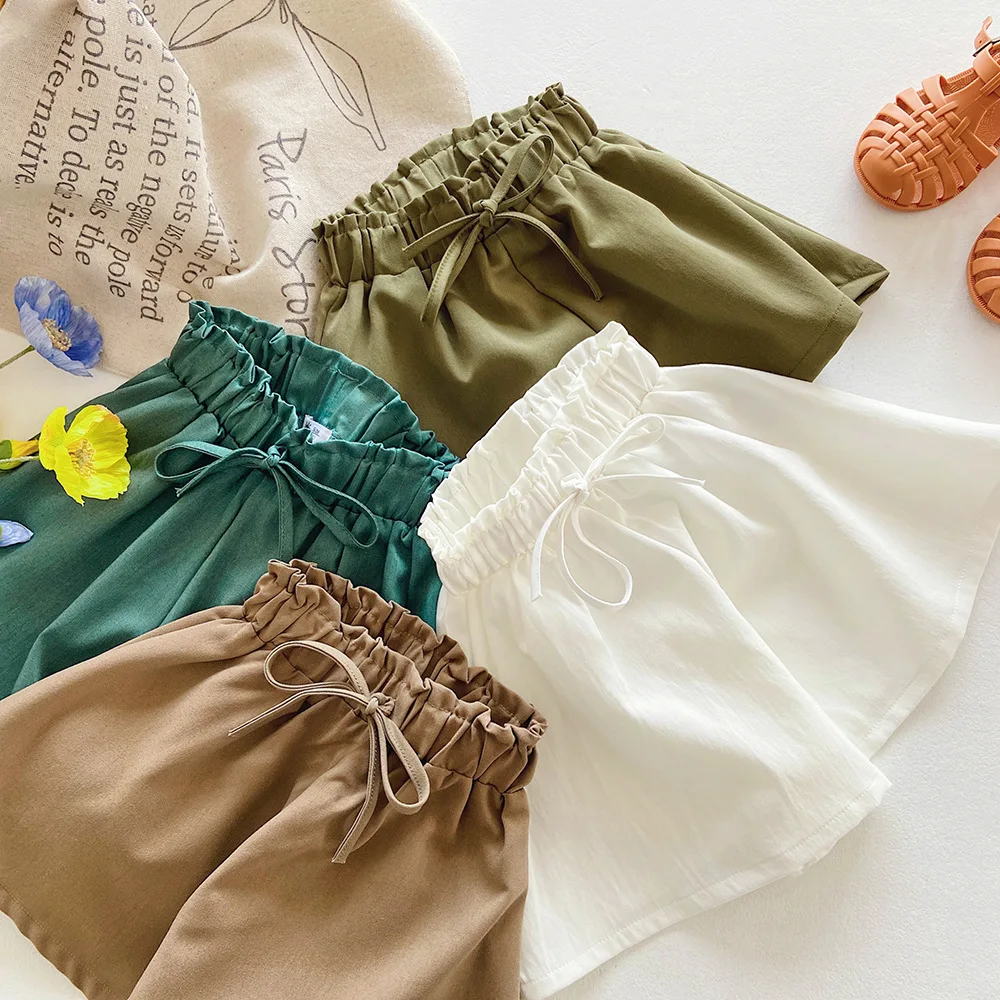 Solid Color Girls Summer Baby Girl Fashionable Children's Wide-Leg Hot Pants Kids Girls Mini Shorts