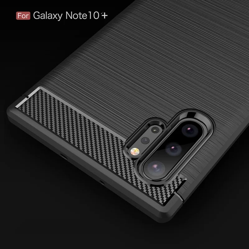 삼성 Note 10 Plus 용 전화 케이스 Galaxy Note10 plus 용 탄소 섬유 충격 방지 케이스 전체 보호 뒷면 커버 Coque Fundas