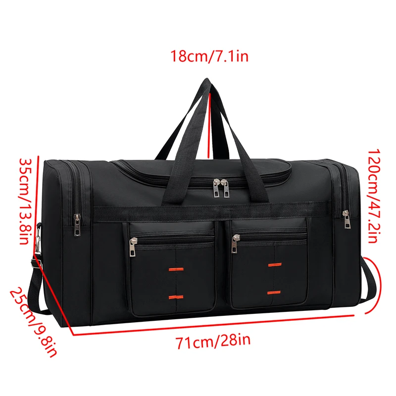 Large capacity luggage bag - multi pocket travel handbag, sports equipment bag, zipper closure