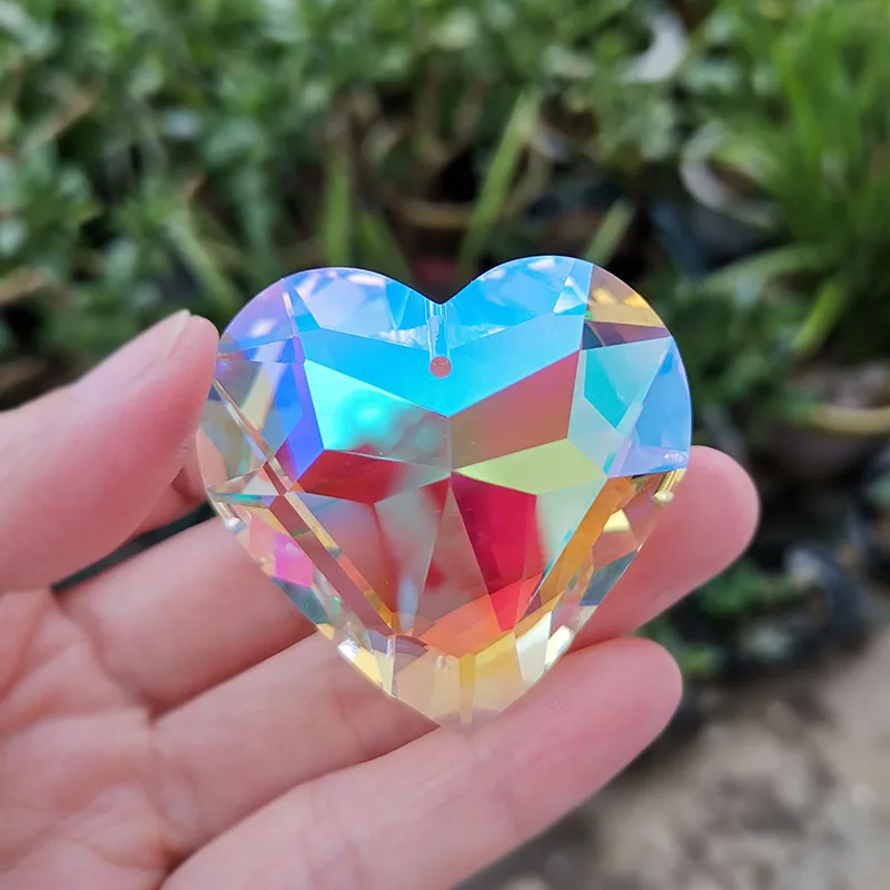 Crystal Suncatcher Heart Pendant Chandelier Prisms Rainbow Maker Hanging Drops for DIY Ornament Home Wedding Window Decor Craft sun catcher crystal pendant sun catchers window ornament