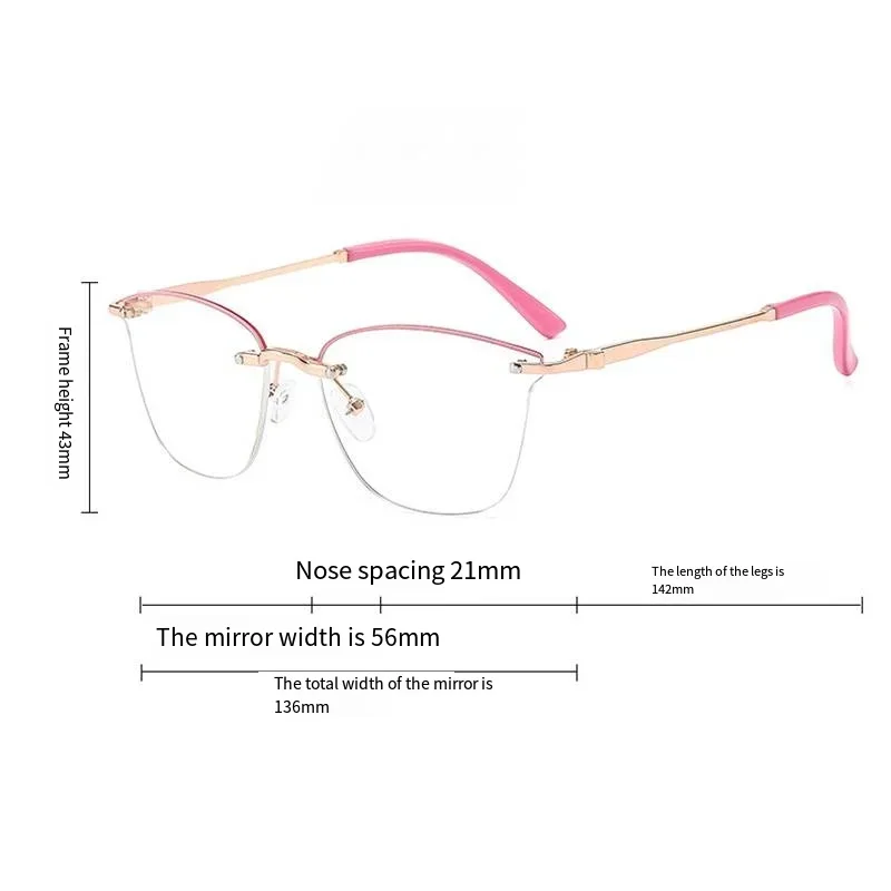 Frameless Cut Edge Metal Reading Glasses Ultra Light Pink Frame Presbyopia Glasses High-definition Anti Blue Light Eyeglasses 6