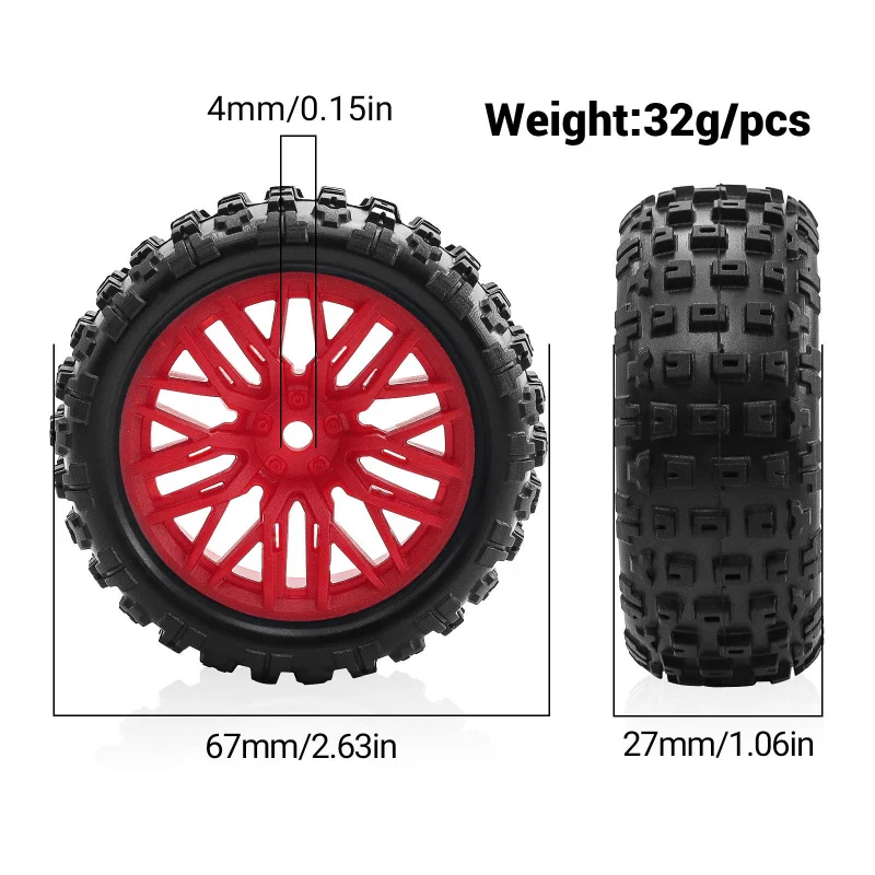 Jeu de 4 roues 1/18 2S 223s TYPHON GROM - Pneus tout-terrain RC