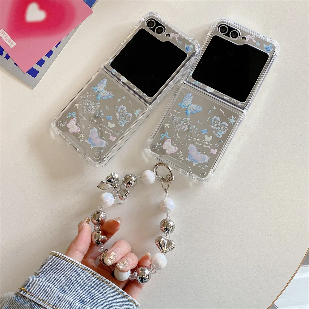 Charming Cartoon Butterfly Bracelet Mirror Wrist Chain Cover