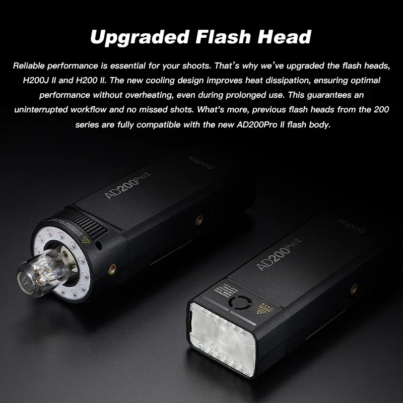 Godox AD200 pro II Flash 200Ws 1/8000 HSS 2980mAh Battery with 2.4G Wireiess X System Bi-color Modeling Lamp Speedlight Flash 3