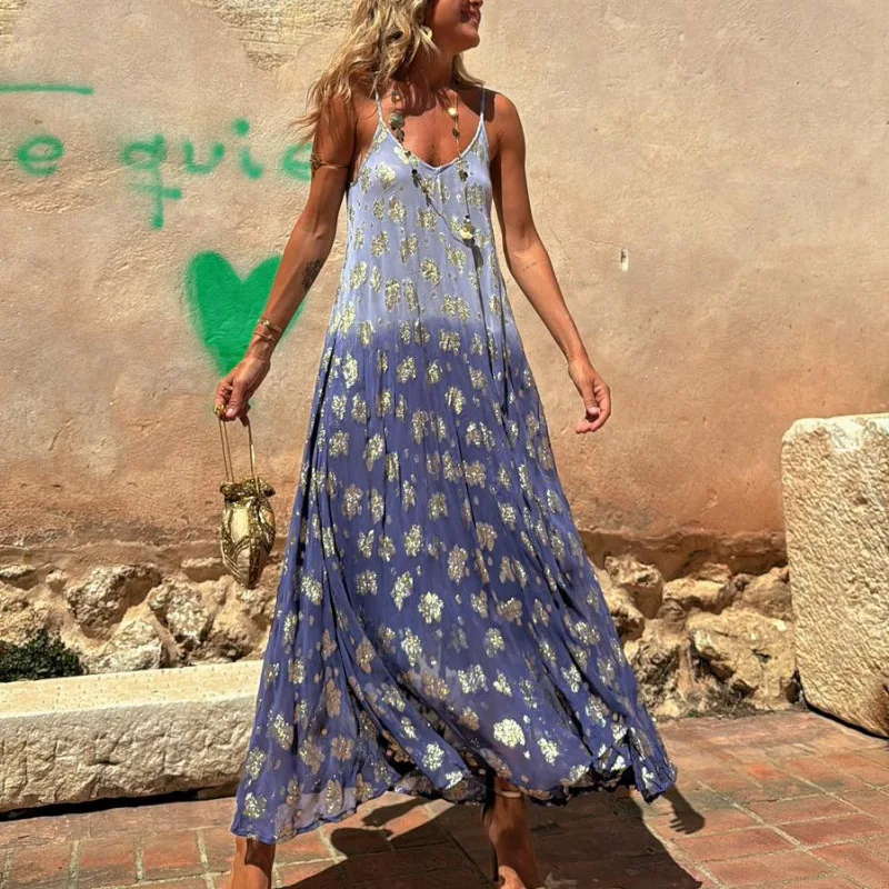 Women Summer New Bohemian Holiday Beach Dress Sexy Deep V Jacket Split Skirt Two Piece Set main image 0