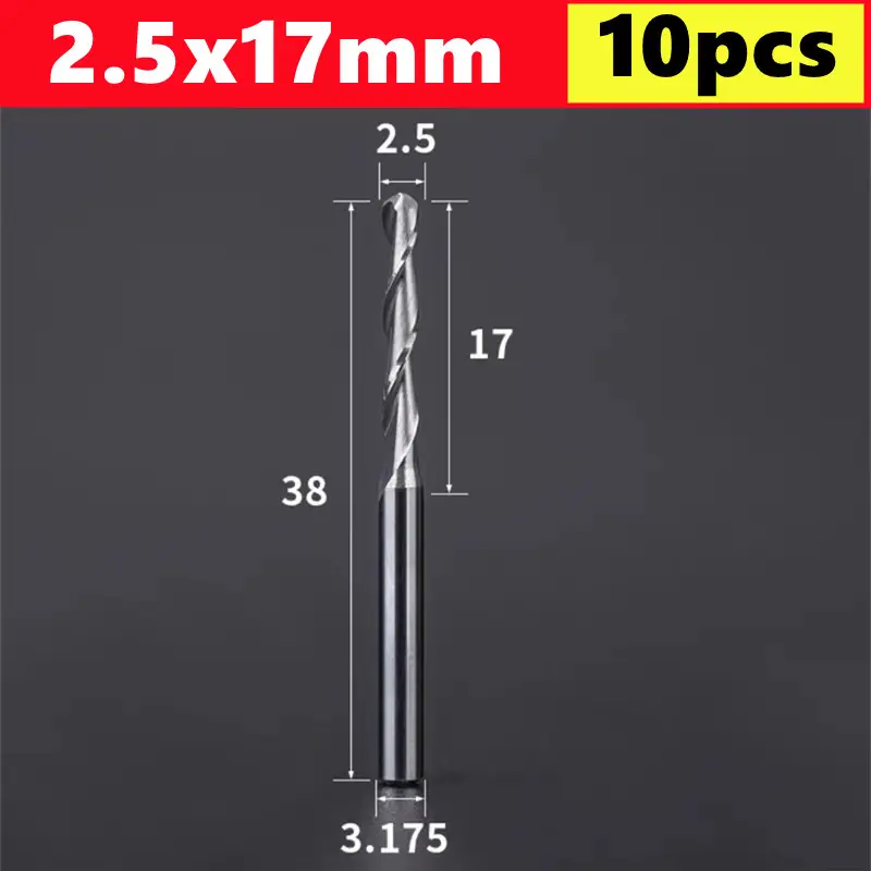 10pcs 2 Flute Ball Nose End Mill 3.175mm (1/8)Shank CNC Router Bit Carbide End Mill Spiral Milling Cutter for Woodworking image 14