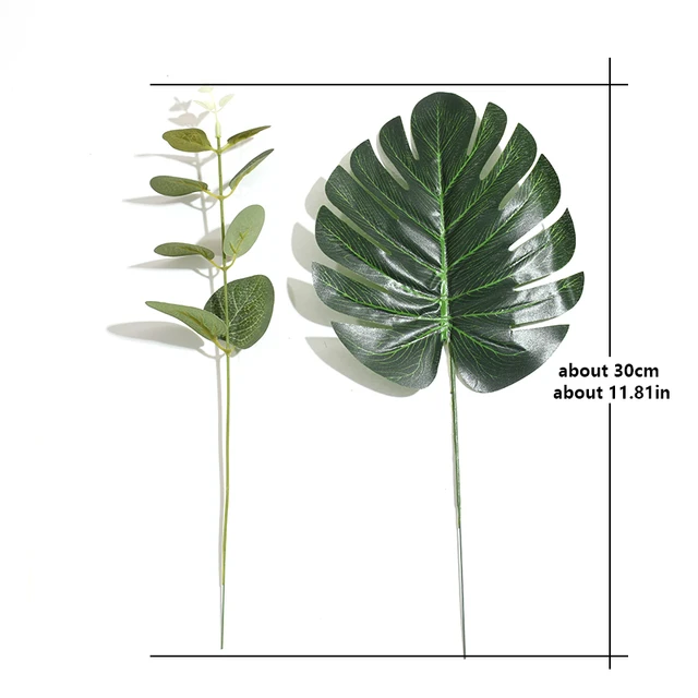 10pcs Artificial Green Turtle Palm Leaves 2