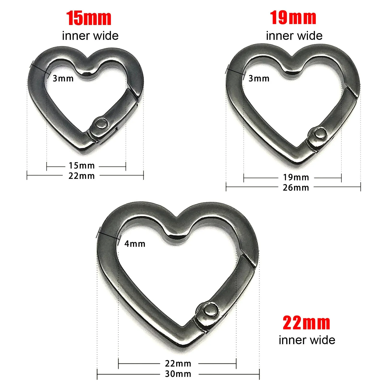 Heart Shape Spring Gate O Ring Openable Leather Bag Handbag Belt Strap Buckle Connect Keyring Pendant Key Chain Snap Clasp Clip
