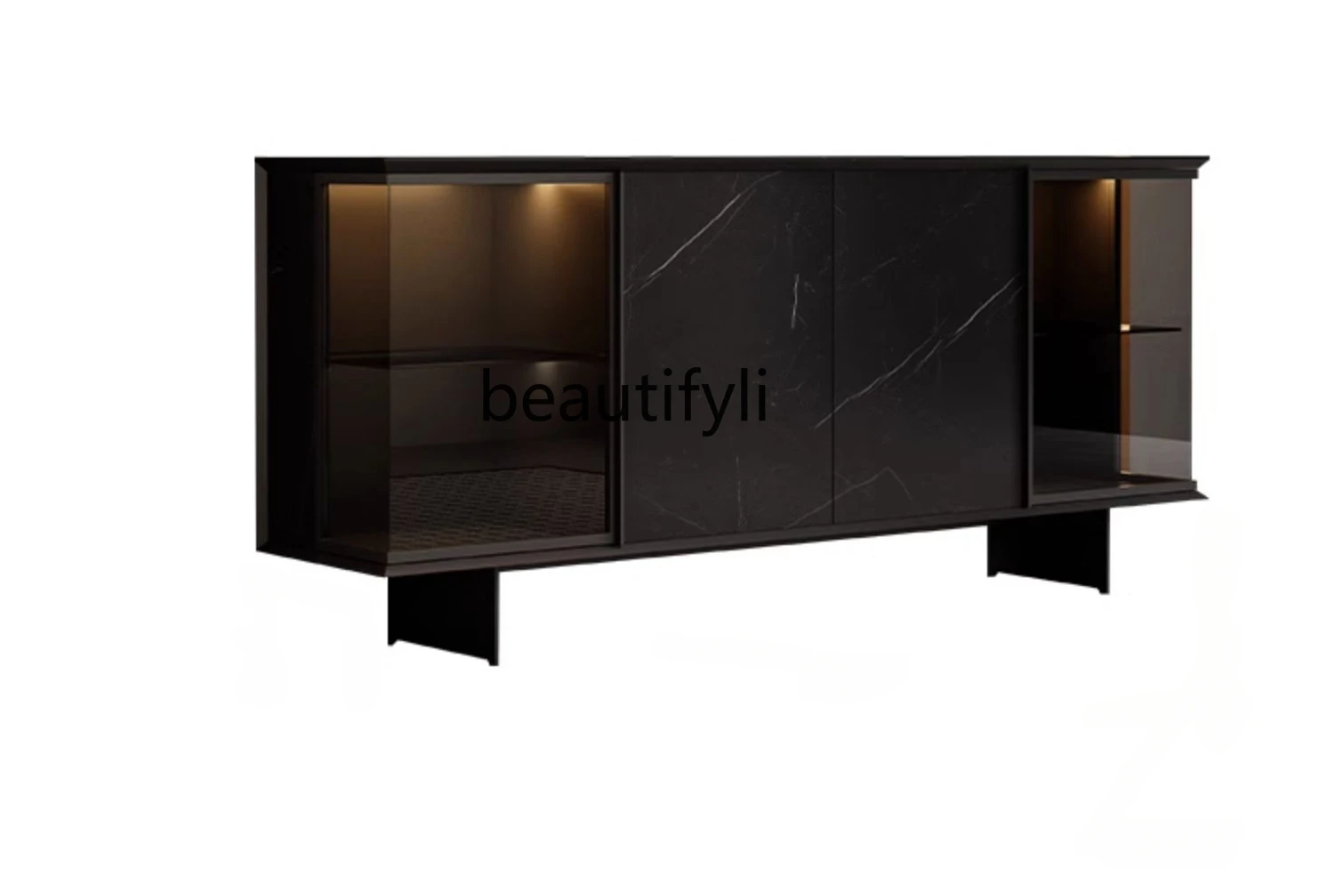 

Italian Minimalist Stone Plate Sideboard Cabinet Light Luxury High-Grade Hallway Living Room Storage Glass Wine Display Cabinet