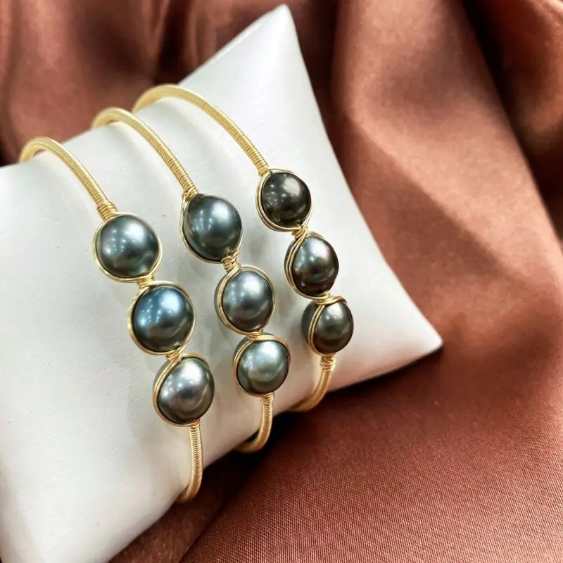 HENGSHENG- Ʈ , 8-9mm, õ ؼ Tahitian  , 14K   ε ־ 