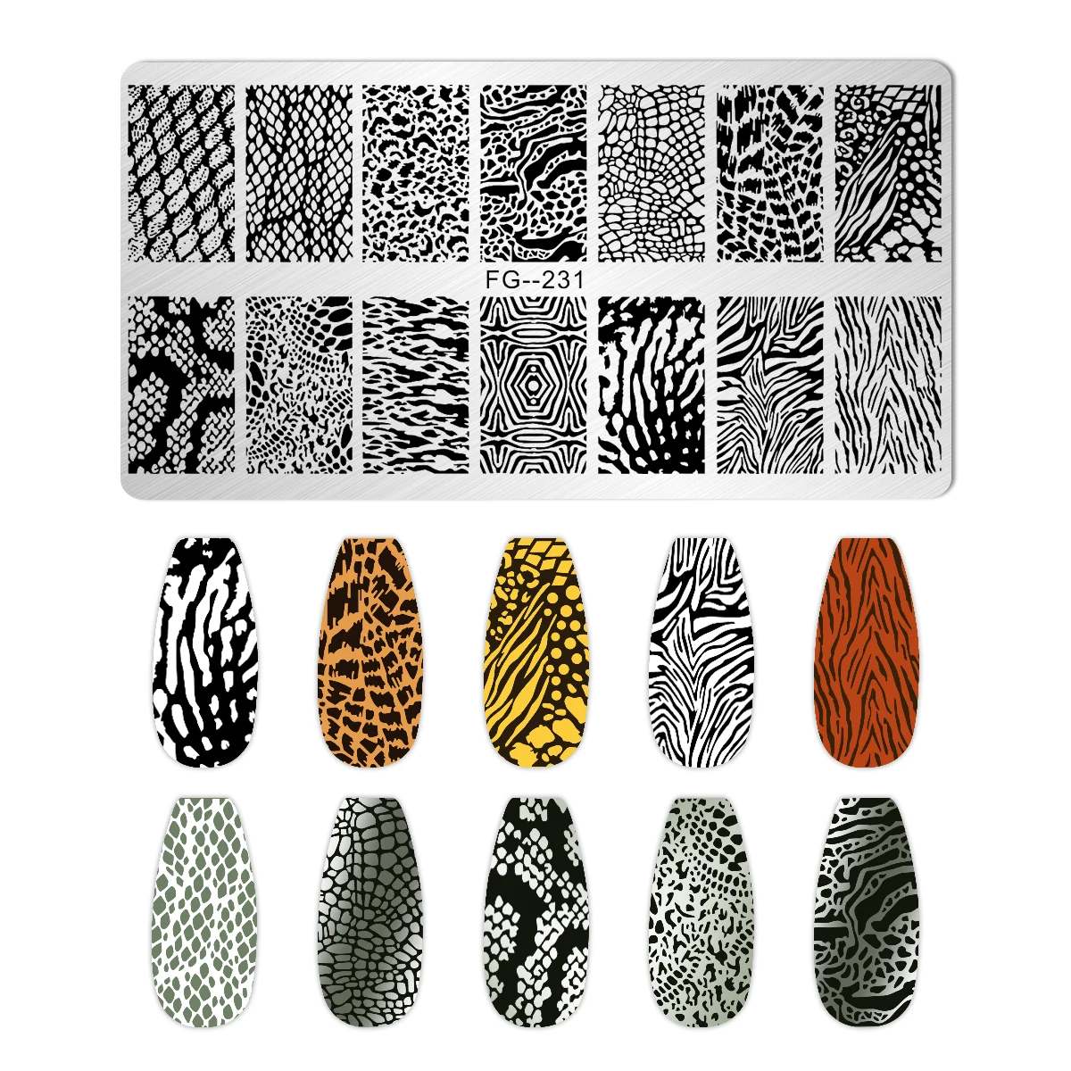 Leaf Snake Design Nail Art Stamping Plates Accessories Stamp Templates Tools Flower Leopard Manicure Nail Gel Polish Stencils 3