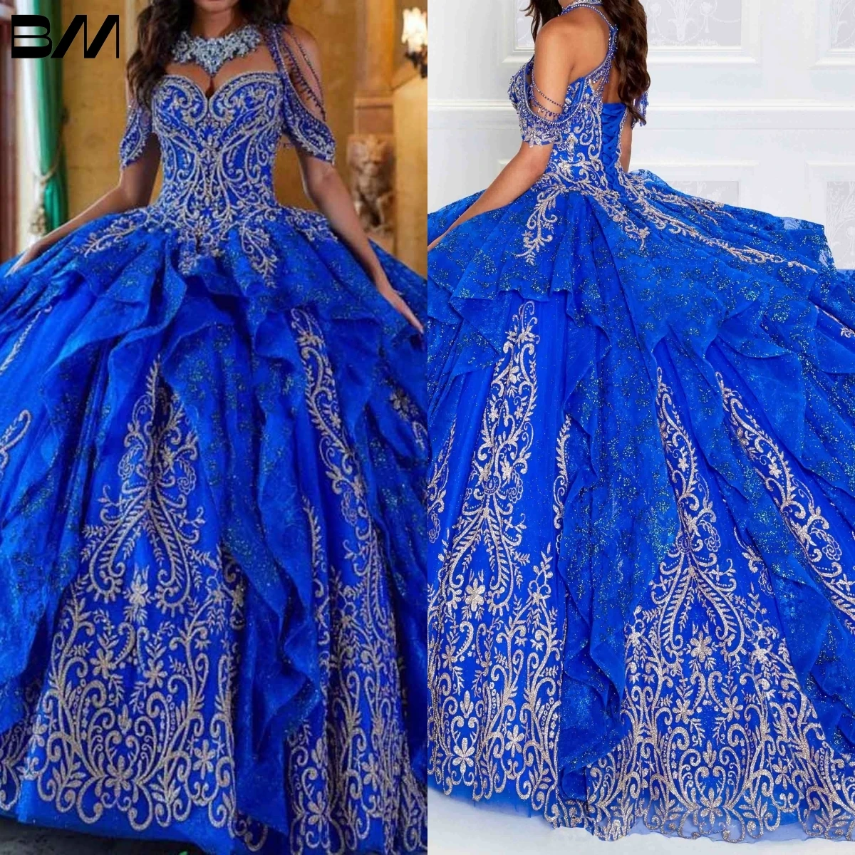 

Embellished Ball gown Beading Stone Accents Quinceanera Dress Glitter Tulle Cocktail Dresses Vestidos De Baile Ball Gown