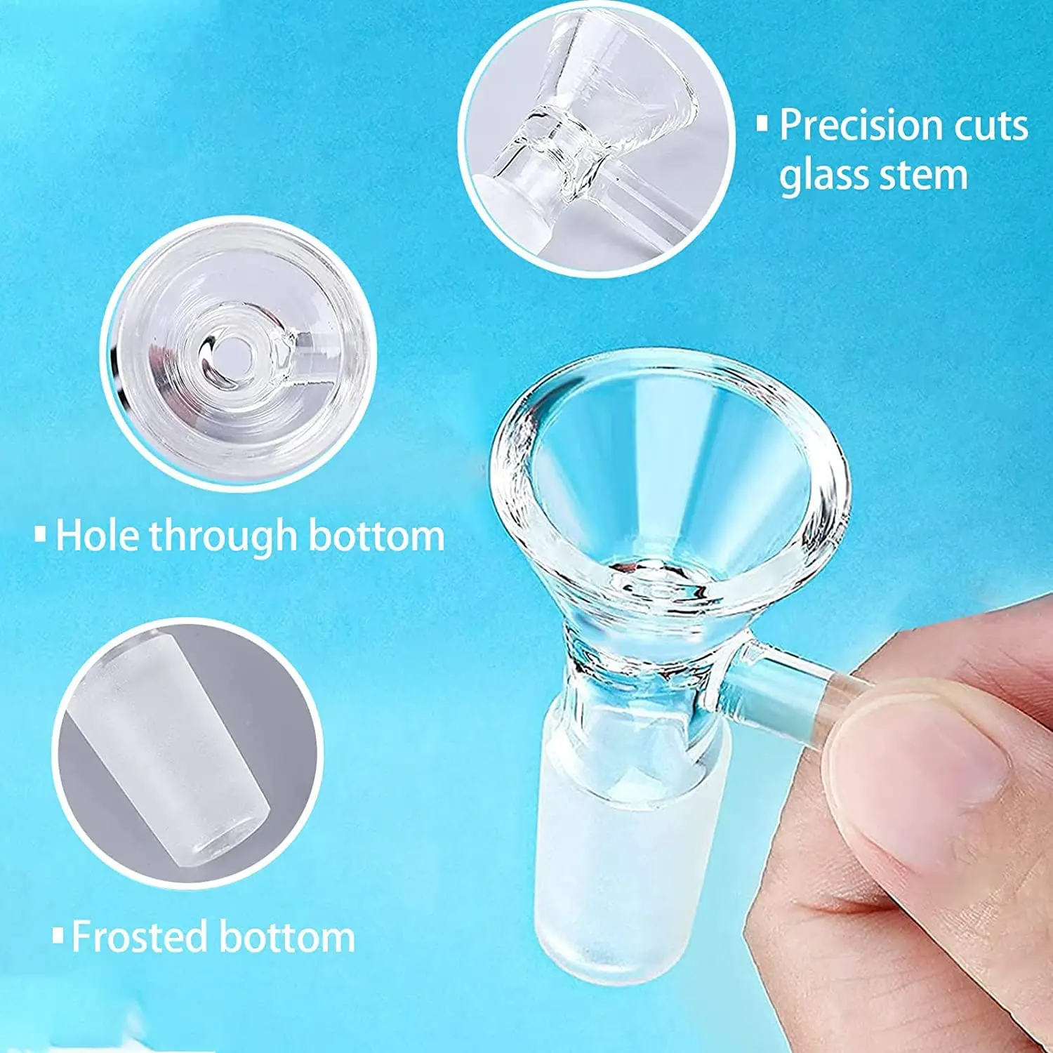 4-Piece 14mm Glass Bowl Set Decorative Transparent Glass Funnel Set Glass Bowl Set