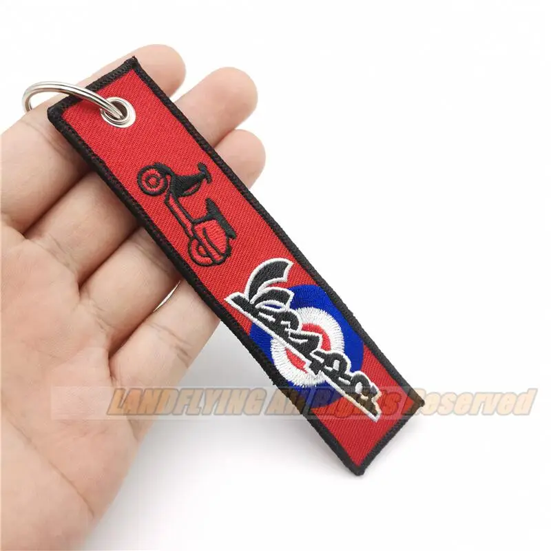 Motorcycle Keychain Embroidery Keyring Keyfob Key Chain For Piaggio VESPA GTS300 Sprint Primavera Super GTV LX PX ET Key Holder