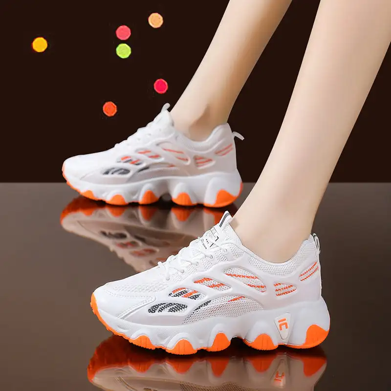 

Women's Casual Sneakers, Breathable Thick Sole Dad Shoes, Soft Bottom Lace-up Running Shoes