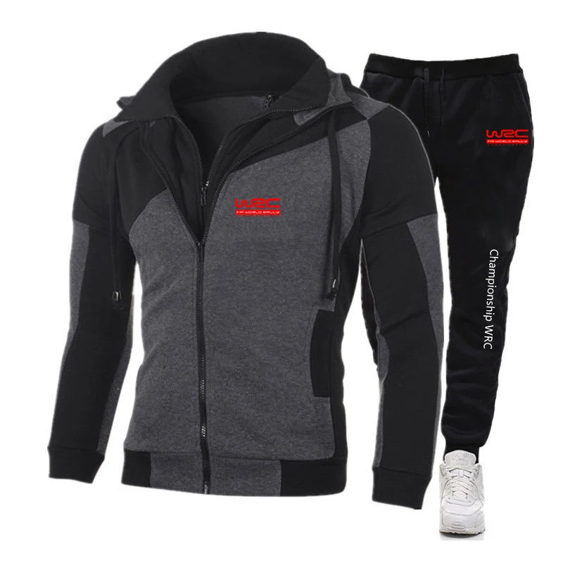 2023 World Rally Championship WRC Autumn Men New Diagonal Zip Hoodie Tracksuit Hooded Sweatshirt+Pant Pullover Sportswear Suit 2