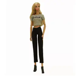 Ensemble gris haut et pantalon pour poupée Barbie, 30cm, vêtements pour Barbie, accessoires pour maison de poupée, chemise et pantalon, jouets BJD, 1/6 