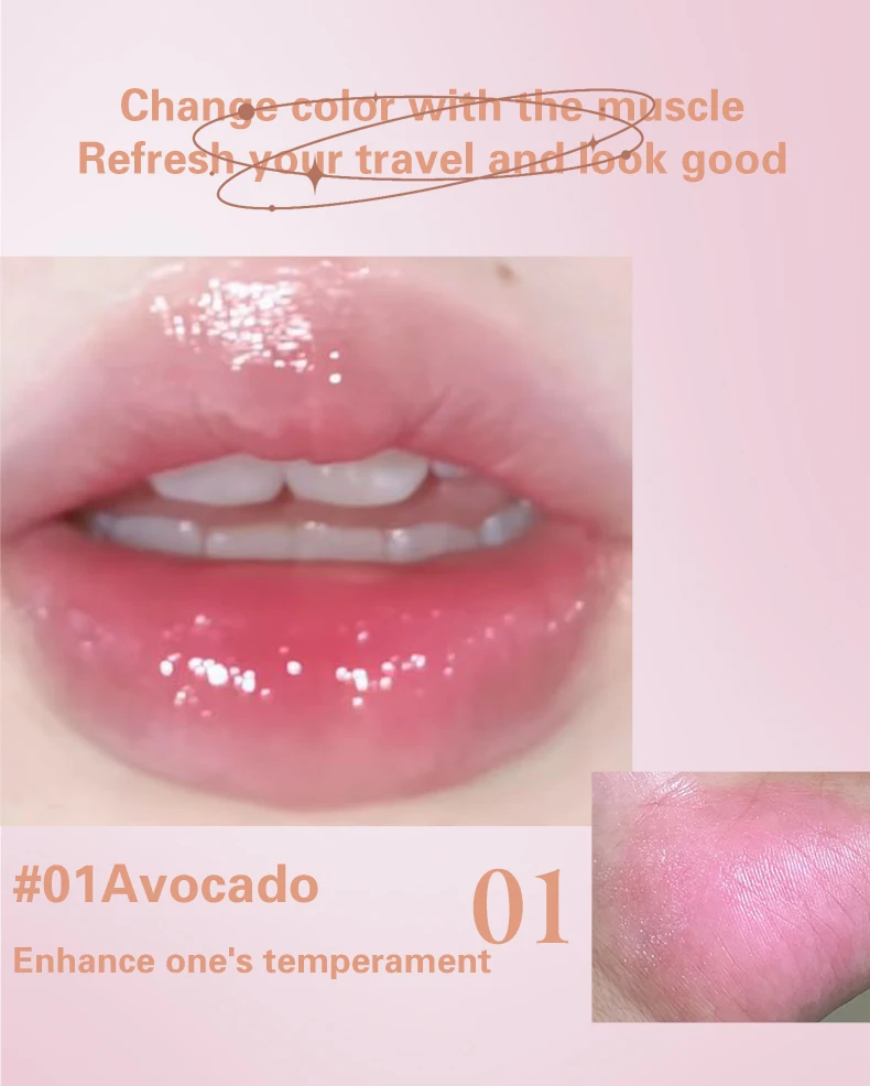 Fruit 2-in-1 temperatuurveranderende lippenstift make-up plaat met dubbele laag transparante basis, hydraterende lippenbalsem en actieve lippenmake-up._voghion.com