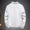 men's denim jacket White and Black Track Jacket Fashionable street lapel denim jacket for men 2023 spring and autumn new style 2