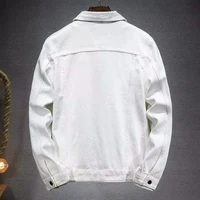 men's denim jacket White and Black Track Jacket Fashionable street lapel denim jacket for men 2023 spring and autumn new style 2