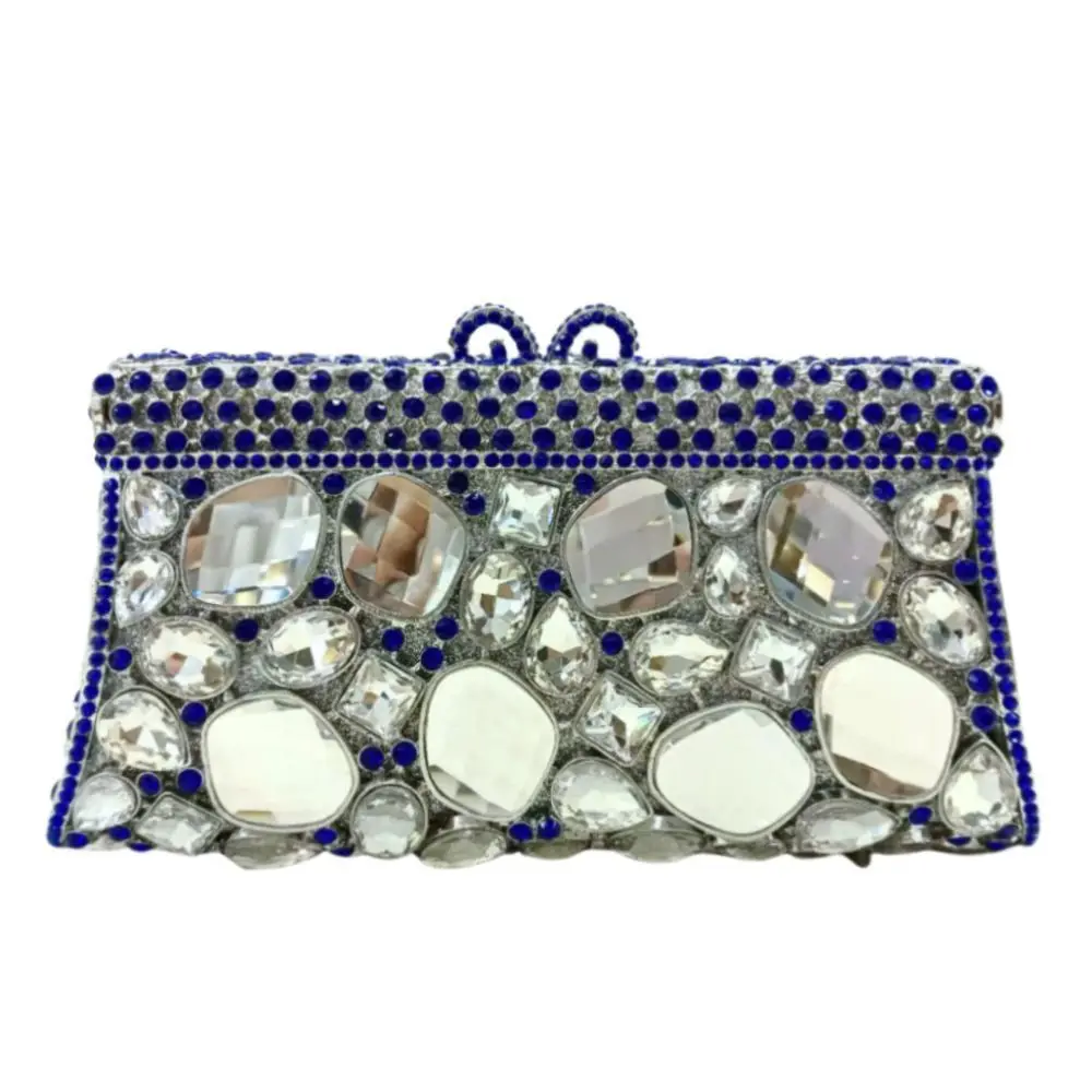 Dazzling Crystal Women Evening Bag Metal Box Clutch Wedding Bridal Diamond Minaudiere Mini Handbags Ladies Party Purses